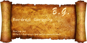 Berényi Gergely névjegykártya