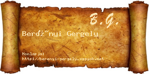 Berényi Gergely névjegykártya